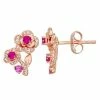 Coupon 🔥 Unbranded 14k Rose Gold Over Silver Lab-Created Ruby & Sapphire Flower Stud Earrings ❤️