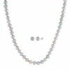 Outlet 💯 Unbranded Sterling Silver 2-Piece Dyed Gray Freshwater Cultured Pearl Necklace & Earring Set 😍