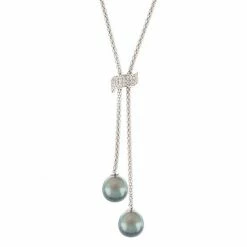 Cheapest 😍 Unbranded Sterling Silver Tahitian Cultured Pearl & Cubic Zirconia Bolo Necklace 💯
