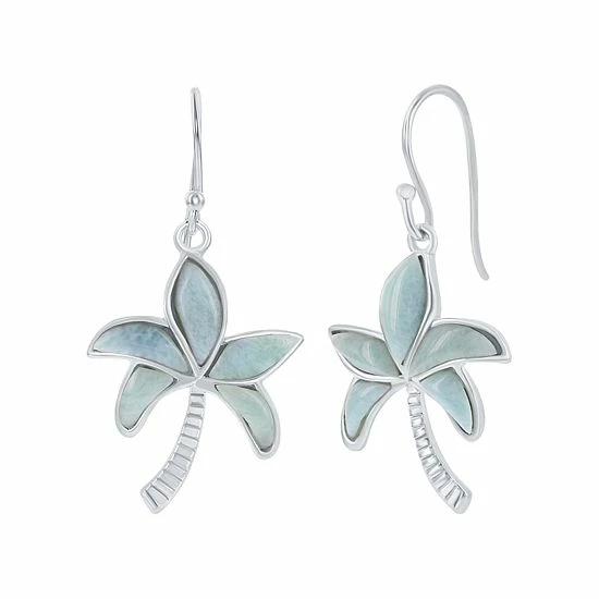 Cheapest 🤩 Unbranded Sterling Silver Larimar Palm Tree Drop Earrings 👍