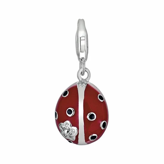 Cheapest โ๏ธ Unbranded Sterling Silver White Topaz Ladybug Charm ๐