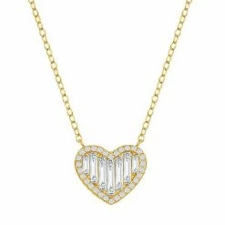 Wholesale 😍 Unbranded Sterling Silver Round & Baguette Cubic Zirconia Heart Necklace 💯