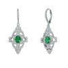 Deals 🔔 Unbranded Sterling Silver Green & White Cubic Zirconia Leverback Earrings 🧨