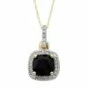Deals 🌟 Unbranded Onyx & 1/8 Carat T.W. Diamond 10k Gold Halo Pendant Necklace Rose ❤️