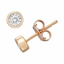 Discount ✔️ Unbranded 10k Polished Gold 1/10-ct. T.W. Round Bezel Set Earrings White 😍