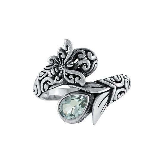 Hot Sale ❤️ Unbranded Sterling Silver Oxidized Blue Topaz Butterfly Ring ⭐