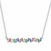 Cheapest 🎉 Unbranded Sterling Silver Rainbow Baguette CZ Bar Necklace ⭐