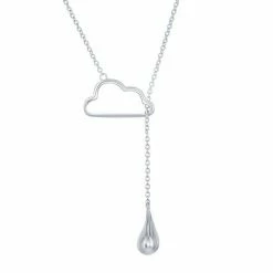 Budget 🥰 Unbranded Sterling Silver Cloud & Raindrop Lariat Necklace 🔔