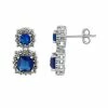 Hot Sale 🎁 Unbranded Fine Silver Plated Blue Cubic Zirconia & Marcasite Square Halo Earrings 🧨