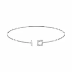 Budget 🛒 Unbranded Sterling Silver Diamond Accent Square Cuff Bracelet 14k Rose Gold Plate 💯