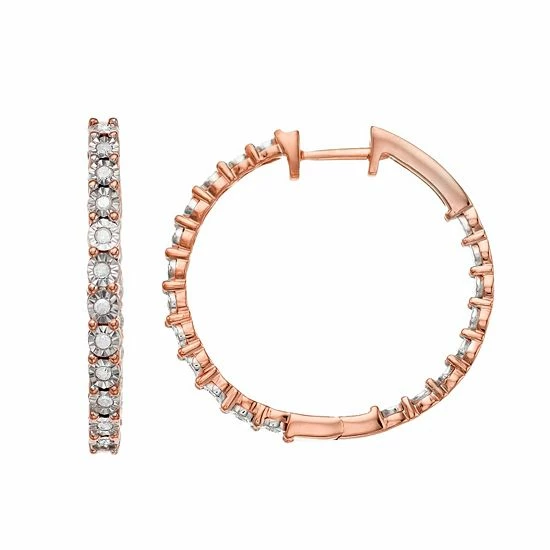 Discount ๐คฉ Unbranded 1/4 Carat T.W. Diamond Hoop Earrings Rose Tone ๐ - Image 5