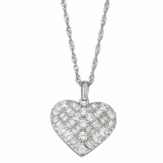 Coupon ๐ Unbranded Sterling Silver Cubic Zirconia Heart Pendant Necklace ๐งจ