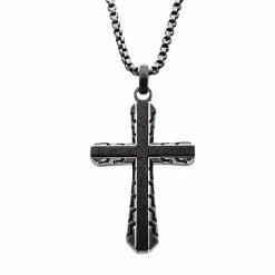 Top 10 🧨 Unbranded Men's Stainless Steel Ebony Wood Inlay Cross Pendant Necklace 😉