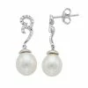 Wholesale 👏 Unbranded Sterling Silver Freshwater Cultured Pearl & Cubic Zirconia Swirl Drop Earrings 🌟