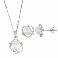 Deals 🥰 Unbranded Sterling Silver Freshwater Cultured Pearl Pendant & Stud Earring Set ⌛