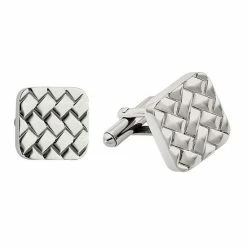 Brand new 🎁 Unbranded Men's Stainless Steel Polished Weave Design Cufflinks 🛒