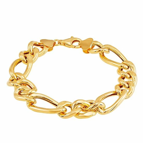 Cheapest ✔️ Unbranded Men's 18k Gold Over Silver 11.4 Mm Hollow Figaro Chain Necklace ⌛