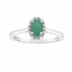 Cheap 🥰 Celebration Gems Sterling Silver Oval Genuine Emerald Diamond Accent Frame Ring 🥰
