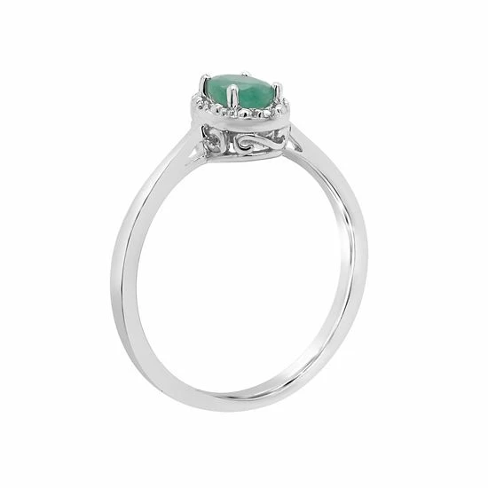Cheap 🥰 Celebration Gems Sterling Silver Oval Genuine Emerald Diamond Accent Frame Ring 🥰 - Image 2