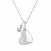 Deals 🔔 Unbranded Sterling Silver 1/5 Carat T.W. Diamond Polished Heart Pendant Necklace 👏