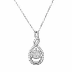 Best Sale 🧨 Unbranded Sterling Silver 1/10 Carat T.W. Diamond Teardrop Pendant Necklace 🤩