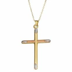 Cheapest 🛒 Unbranded Two Tone 10k Gold Cross Pendant Necklace ⭐