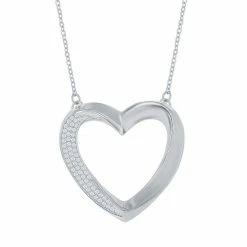 Deals 🛒 Unbranded Sterling Silver Cubic Zirconia Open Heart Pendant 🛒