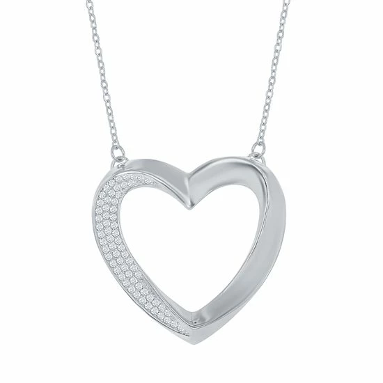 Deals 🛒 Unbranded Sterling Silver Cubic Zirconia Open Heart Pendant 🛒 - Image 2