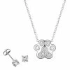 New 😀 Unbranded Sterling Silver Cubic Zirconia 🐕 Dog Paw Pendant Necklace & Stud Earrings Set 👍
