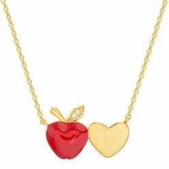 Coupon 🎉 Unbranded 14k Gold Over Silver Red Enamel Apple Teacher Appreciation Necklace 🌟