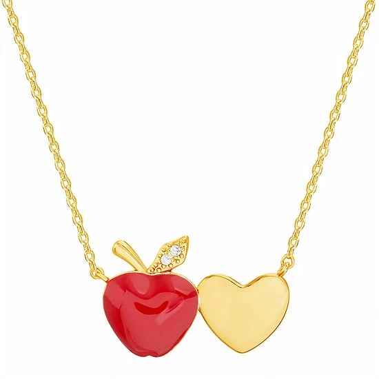 Coupon ๐ Unbranded 14k Gold Over Silver Red Enamel Apple Teacher Appreciation Necklace ๐