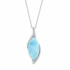 Budget 😉 Unbranded Sterling Silver Larimar Marquise Pendant Necklace 😍