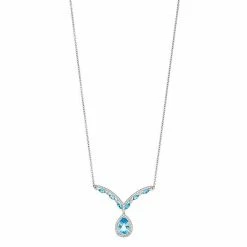 Promo 👏 Unbranded Sterling Silver Blue Topaz & Lab-Created White Sapphire Necklace ✔️