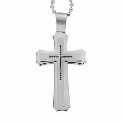 Best reviews of 💯 Unbranded Stainless Steel 1/8-ct. T.W. Black Diamond Cross Pendant - Men 🎉