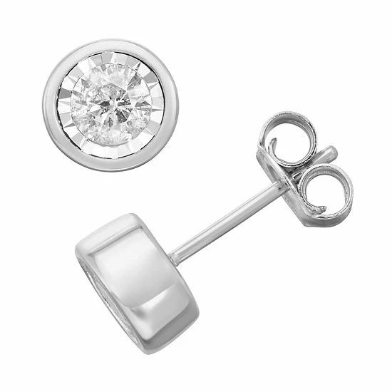 Promo 😀 Unbranded 10k Gold 1/2 Carat T.W. Diamond Bezel Stud Earrings Yellow 😍 - Image 3