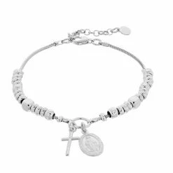 Wholesale 🌟 Unbranded Sterling Silver Cross & Virgin Mary Charm Bracelet ⌛