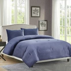 Budget 🤩 Unbranded Heathered Velvet 3-piece Comforter Set Blue 👍