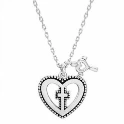 Buy ✨ Unbranded Healthcare Workers Appreciation Sterling Silver Open Heart With Cross Charm Pendant Necklace ✔️