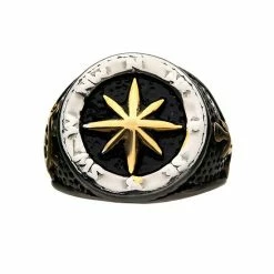 Brand new 🧨 Unbranded Men's Two Tone Stainless Steel Vintage Anchor & Compass Ring 🎁