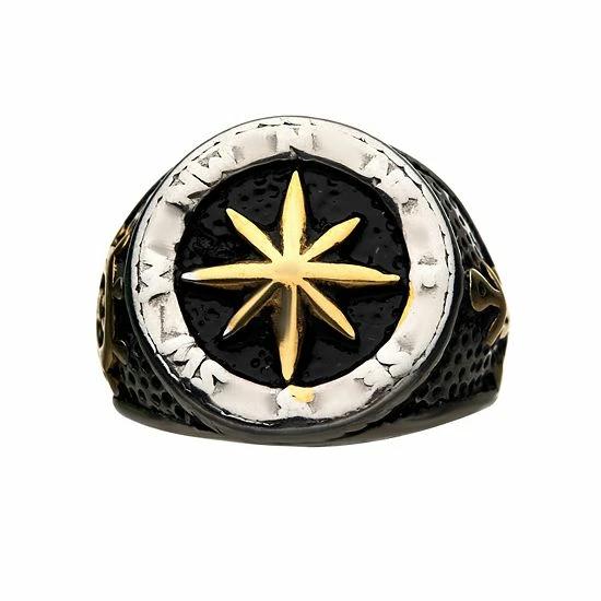 Brand new ๐งจ Unbranded Men's Two Tone Stainless Steel Vintage Anchor & Compass Ring ๐