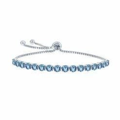 Best deal 🛒 Unbranded Sterling Silver Simulated Blue Topaz Adjustable Bracelet 🔥