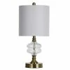 Deals 🎁 Unbranded Traditional Satin Brass Table Lamp With Clear Glass Fluted Body 🔥