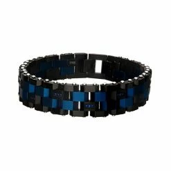 Top 10 😀 Unbranded Men's Two Tone Stainless Steel & Black Cubic Zirconia Link Bracelet ⌛