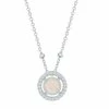 New 💯 Unbranded Sterling Silver Round White Opal Cubic Zirconia Halo Necklace 😍