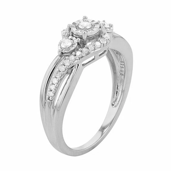 Top 10 ✔️ Unbranded Sterling Silver 1/4 Carat T.W. Diamond 3-Stone Ring 😀 - Image 2