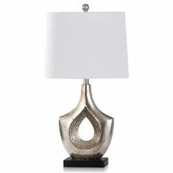 Flash Sale 🌟 Unbranded Contemporary Moulded Table Lamp With 🔨 Hammered Hollow Center & Black Base 🧨