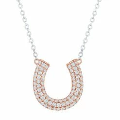 Budget 🧨 Unbranded Sterling Silver Cubic Zirconia Horseshoe Necklace 🎁