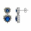 Deals ❤️ Unbranded Fine Silver Plated Blue Cubic Zirconia & Marcasite Heart Drop Earrings 👍