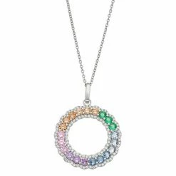 Cheapest 😍 Unbranded Sterling Silver Pastel Cubic Zirconia Accent Circle Pendant Necklace 😉