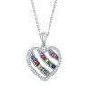 Brand new 🔔 Unbranded Sterling Silver Rainbow Cubic Zirconia Heart Pendant ✔️